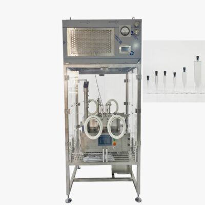 Μηχανή πλήρωσης φιαλιδίων και προγεμισμένων συριγγών επιτραπέζια με θάλαμο ροής